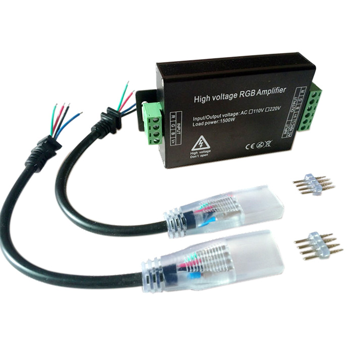 AC110/220V, 1500Watt RGB High Voltage LED Power Singal Repeater Amplifier For AC120V High-voltage LED Strip Lights